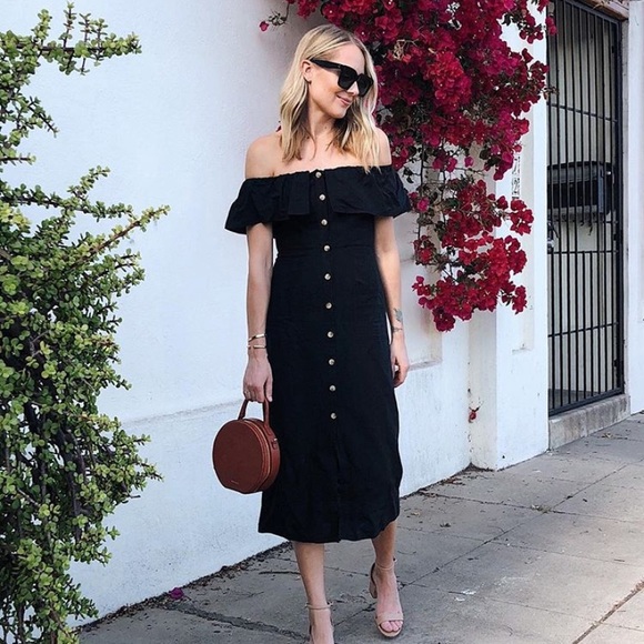 topshop black linen dress